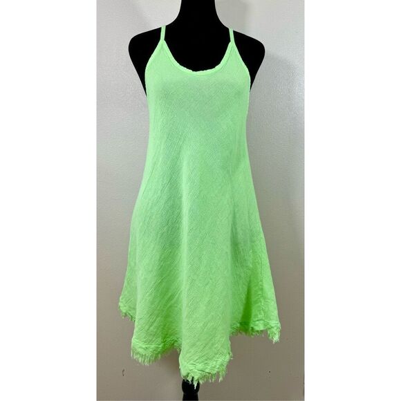 NWT Colette Mon Gilet 100% Linen Lightweight Green Raw Hem Dress Small - Picture 1 of 9